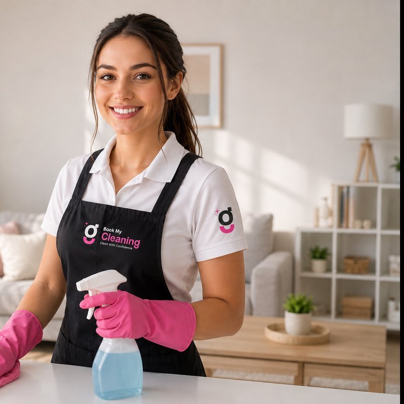 Book My Cleaning cleaner in branded uniform